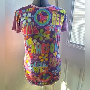 Lisa Frank Multicolor Peace Graphic Tee